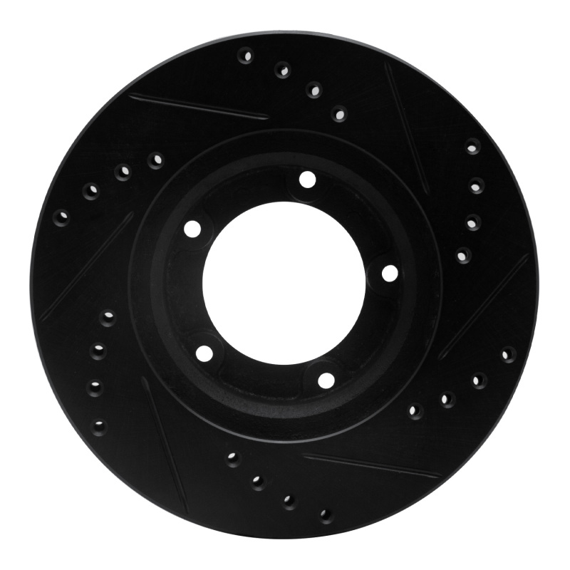 Toyota Hilux Brake Rotor (1) - Front Left - R1 Concepts - Drilled & Slotted - Black - `89-`08